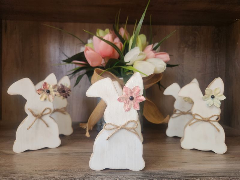 Rustic Bunny with Flower and Bow
