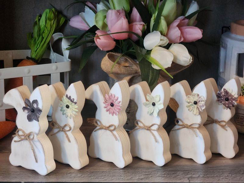 Rustic Bunny with Flower and Bow