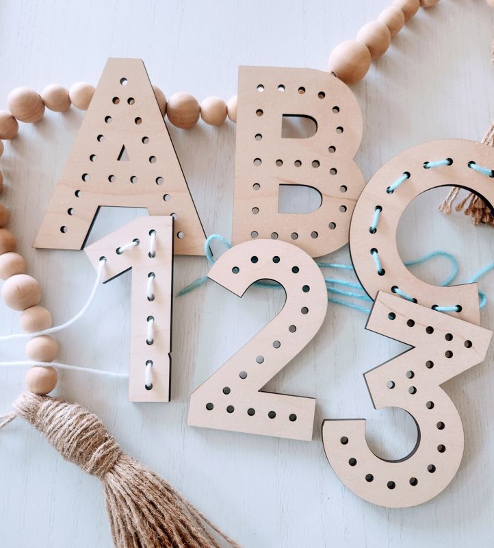 ABC, 123 Shapes Yarn Lacing Craft Kit