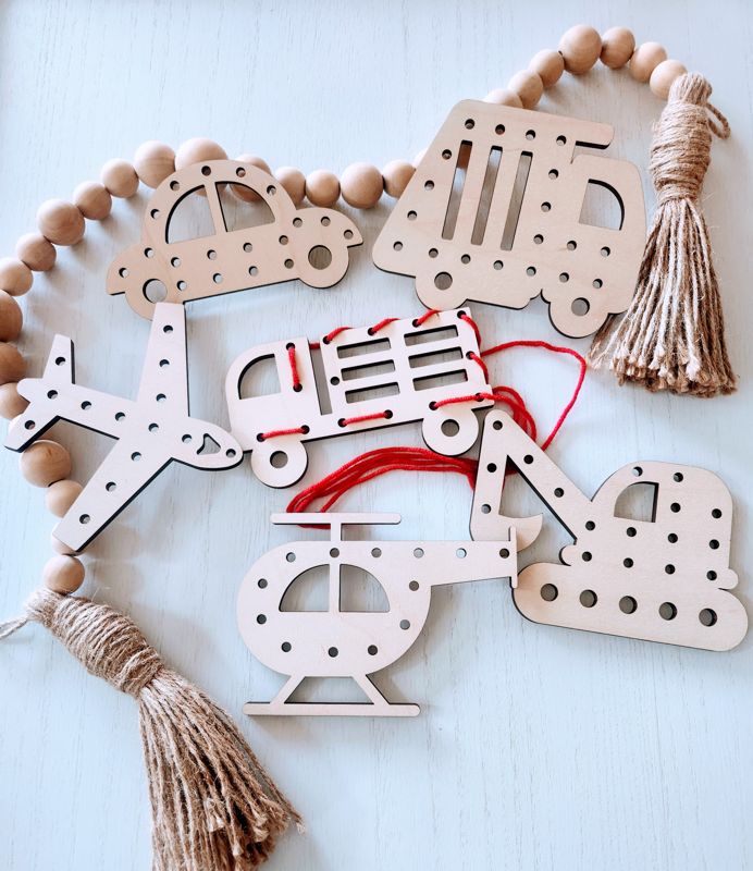 Transportation Shapes Yarn Lacing Craft Kit