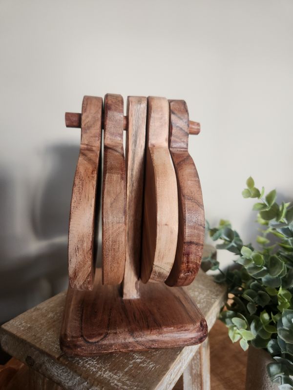 Wood Coaster Set - Wine, Cheese and Friends