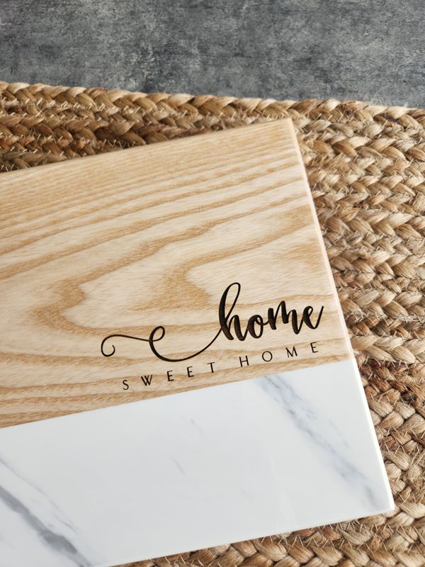 Cutting Board - Home Sweet Home -Wood and Marble-like Accent
