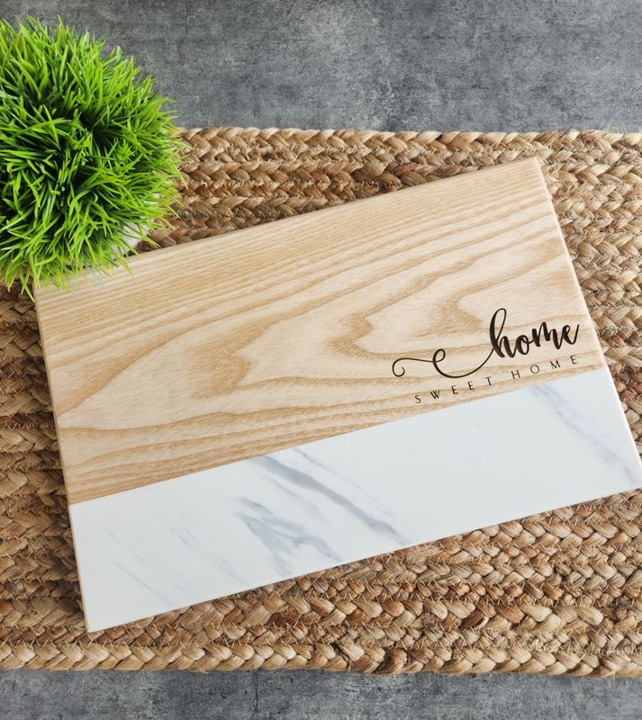 Cutting Board - Home Sweet Home -Wood and Marble-like Accent