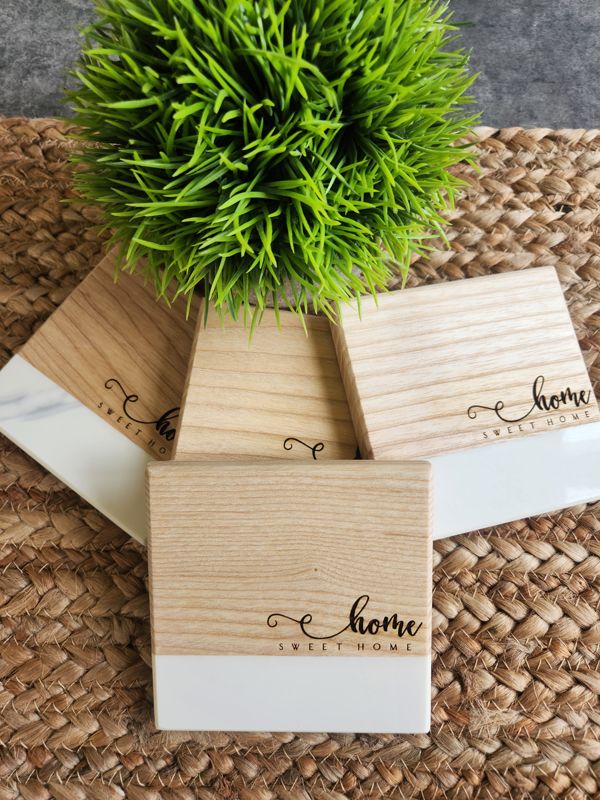 Cutting Board - Home Sweet Home -Wood and Marble-like Accent