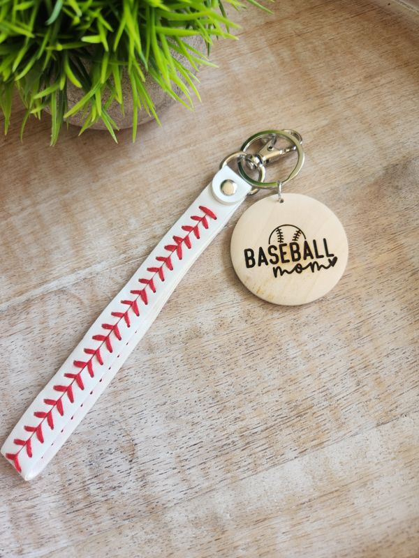 Sports Leather Wristlet Keychain
