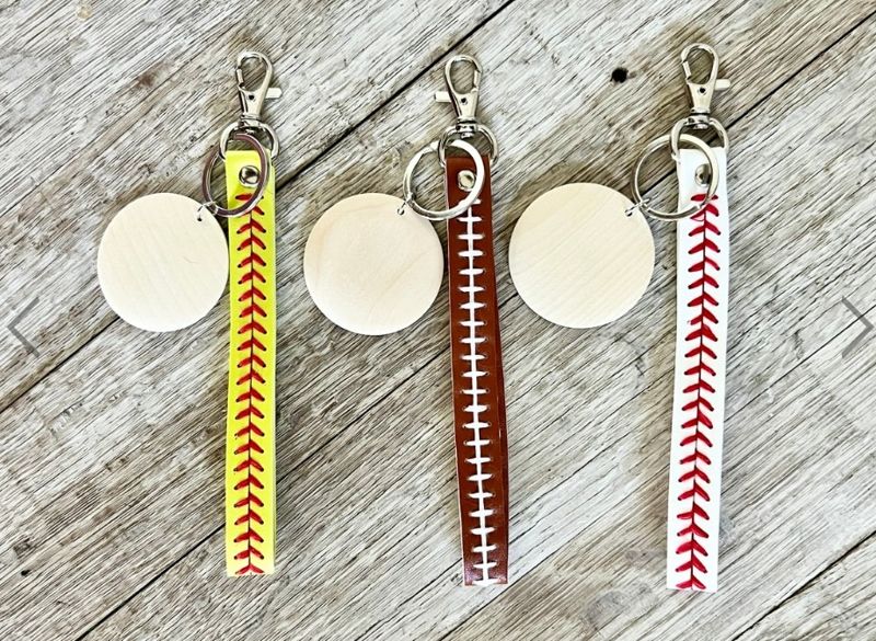 Sports Leather Wristlet Keychain