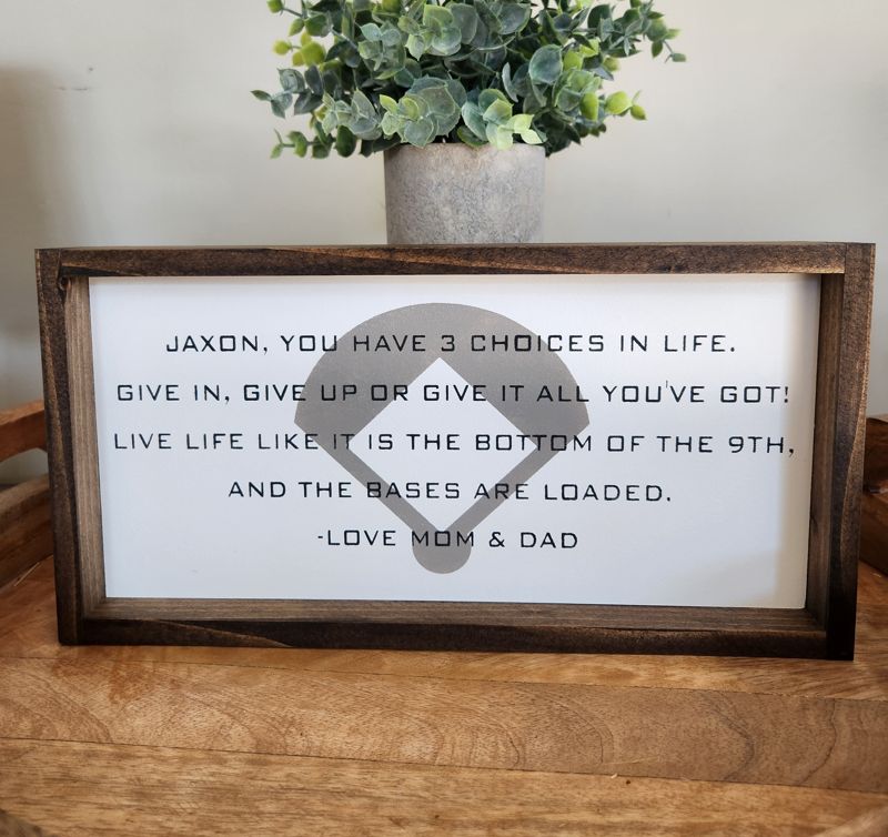Live Life Like It's The Bottom Of The Ninth - Inspiration Sign