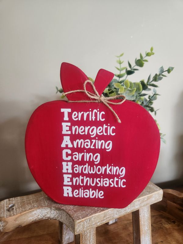 Teacher Apple Sign - Descriptive Words