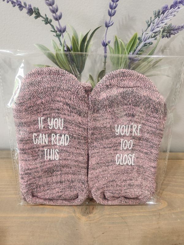ADULT FUN SOCKS - YOU'RE TOO CLOSE - PINK