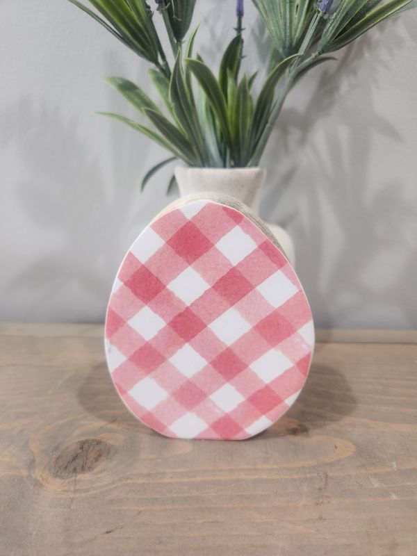 SMALL FREE STANDING EGG - RED PATTERN
