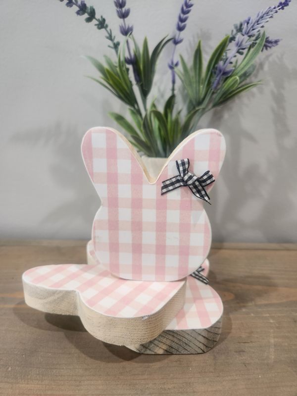 PINK PATTERN BUNNY FACE WITH BLACK BOW