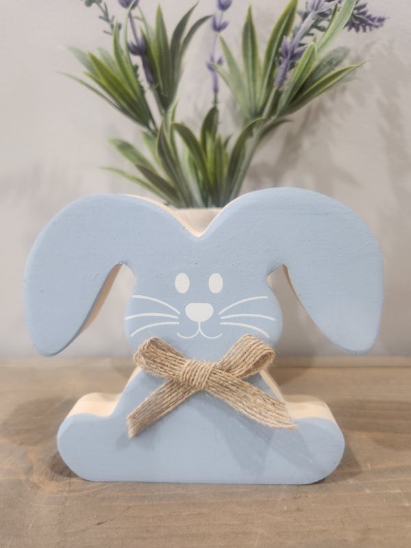 BLUE FLOPPY EAR BUNNY WITH BURLAP BOW