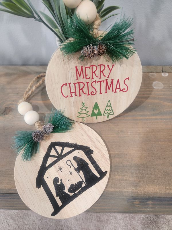 TWO LARGE WOOD ORNAMENTS/DECORATION