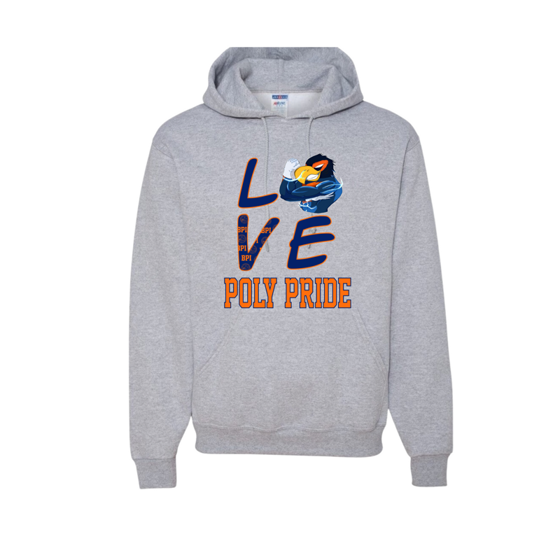 Grey Poly Love Hoody