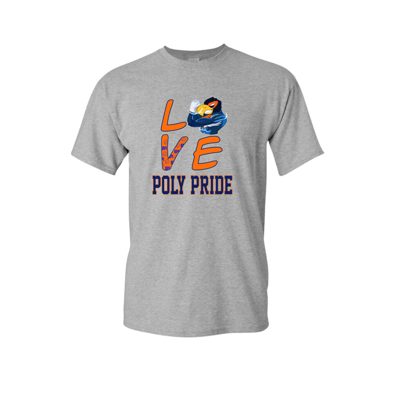 Grey Orange Poly Love Shirt