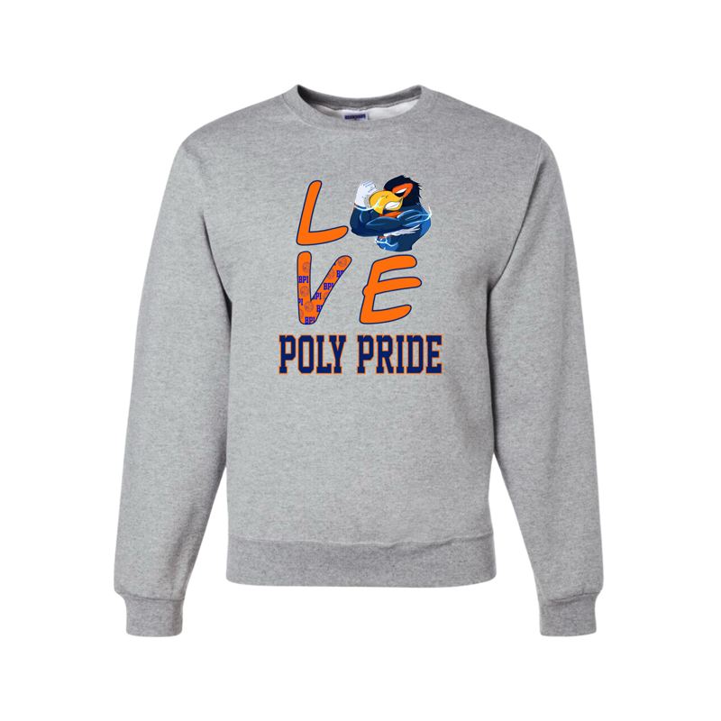 Grey Orange Poly Love Sweatshirt