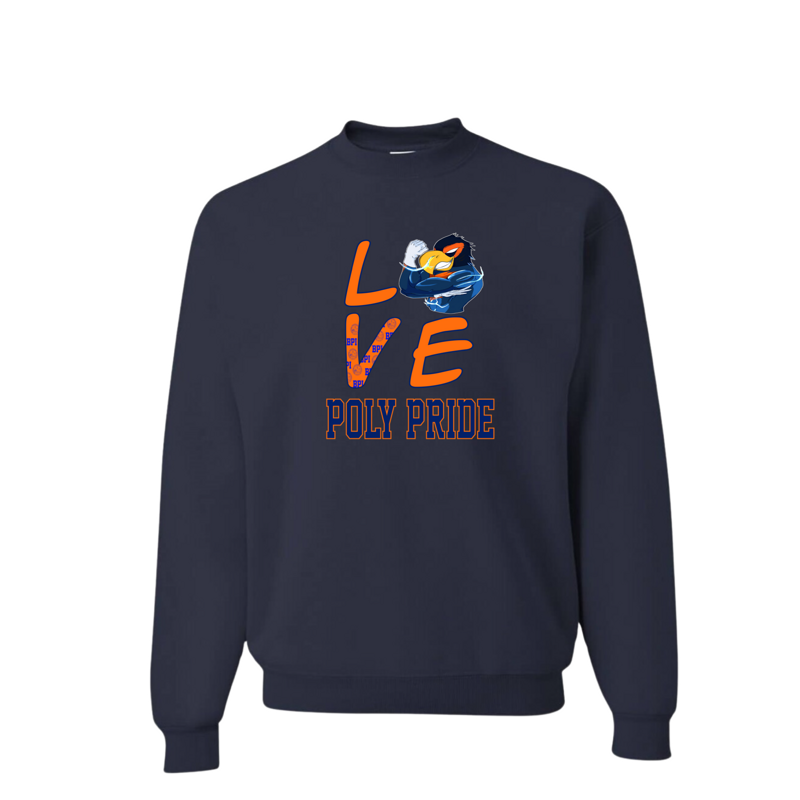 Navy Orange Poly Love Sweatshirt