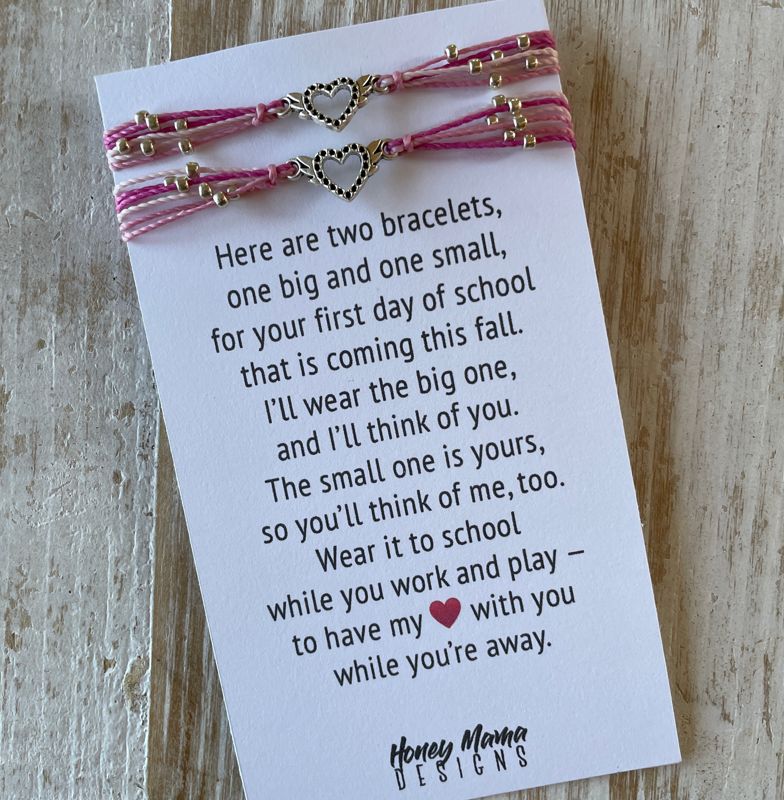 First Day of School Mommy & Me Bracelets - Winged Hearts