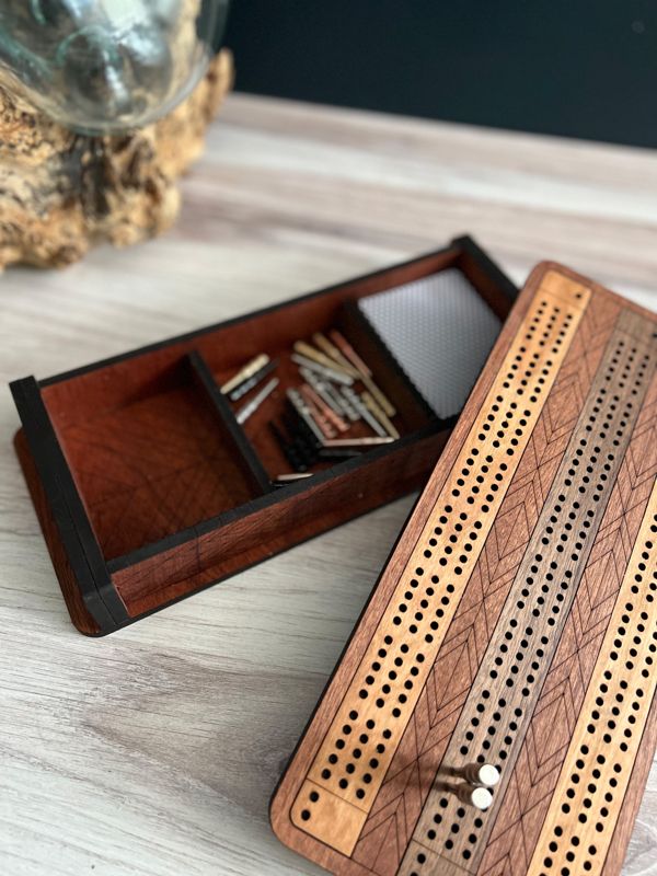 Cribbage Board, Cribbage Board with Storage, Custom Cribbage Board, Wooden Cribbage Board, Personalized Cribbage Board, Family Game Night (Cribbage Board)