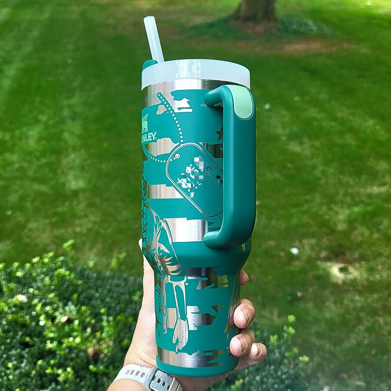 Patriot Liberty Tumbler, Military Engraved Stanley, Liberty Design, American Flag Stanley, Eagle Stanley, Statue of Liberty Stanley (30oz Fog H2.0, Liberty Only)