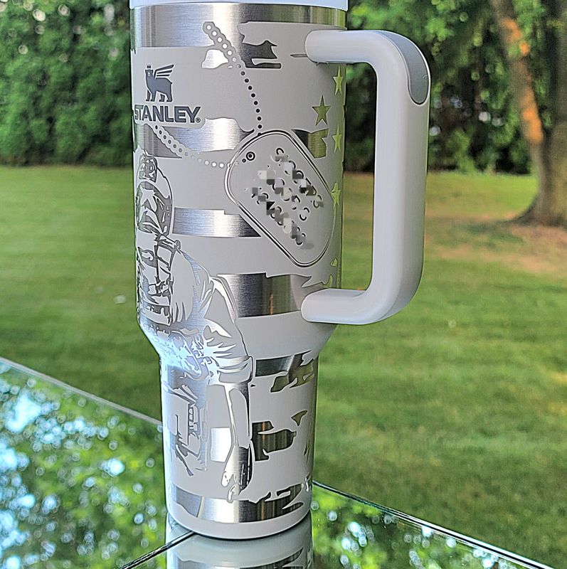Patriot Liberty Tumbler, Military Engraved Stanley, Liberty Design, American Flag Stanley, Eagle Stanley, Statue of Liberty Stanley (30oz Fog H2.0, Liberty Only)