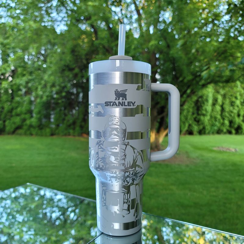 Patriot Liberty Tumbler, Military Engraved Stanley, Liberty Design, American Flag Stanley, Eagle Stanley, Statue of Liberty Stanley (30oz Fog H2.0, Liberty Only)