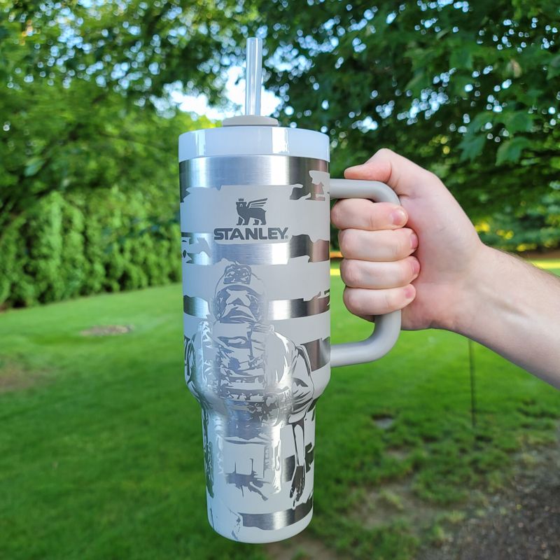 Patriot Liberty Tumbler, Military Engraved Stanley, Liberty Design, American Flag Stanley, Eagle Stanley, Statue of Liberty Stanley (30oz Fog H2.0, Liberty Only)