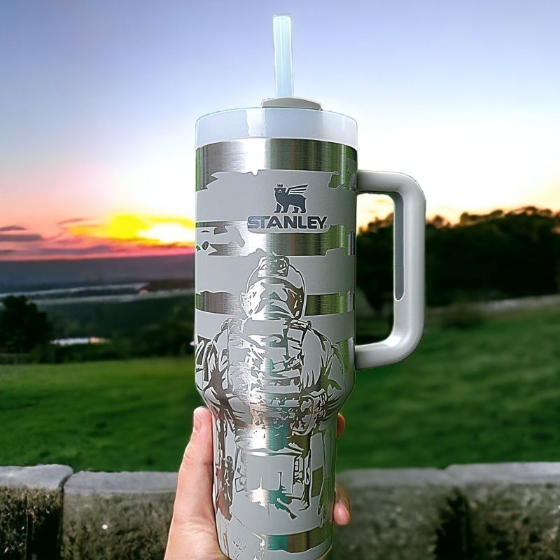Patriot Liberty Tumbler, Military Engraved Stanley, Liberty Design, American Flag Stanley, Eagle Stanley, Statue of Liberty Stanley (30oz Fog H2.0, Liberty Only)
