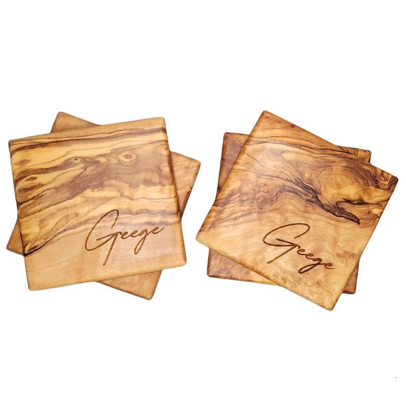 Olive Wood Cutting Board, Large 18" x 9" Olivewood Resin Charcuterie Board, Closing Gift, Wedding Gift, Engagement, Olive Wood Serving Set (Coasters Only, Blue)