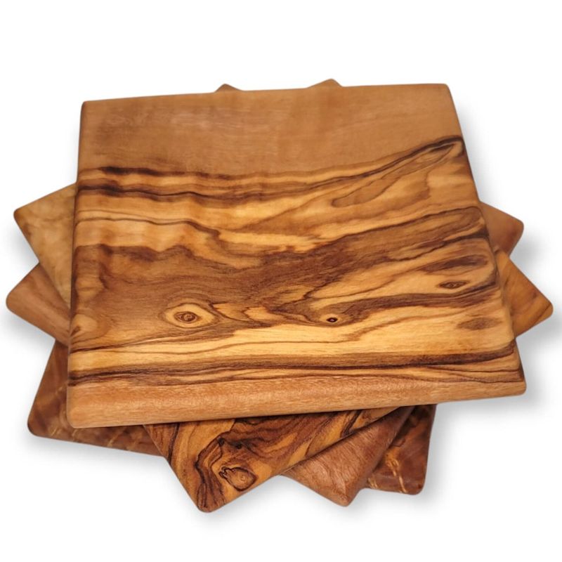 Olive Wood Cutting Board, Large 18" x 9" Olivewood Resin Charcuterie Board, Closing Gift, Wedding Gift, Engagement, Olive Wood Serving Set (Coasters Only, Blue)