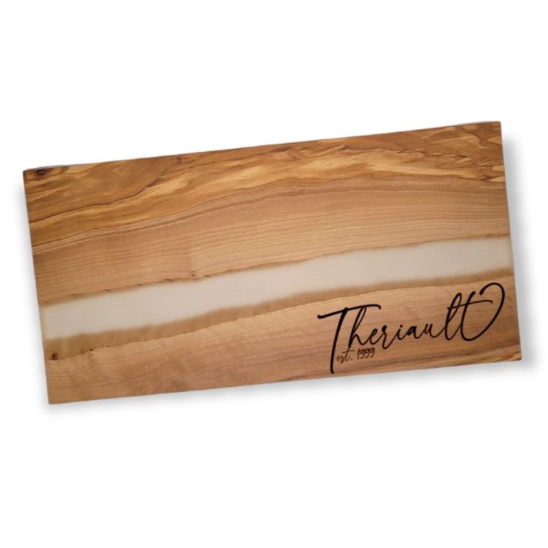 Olive Wood Cutting Board, Large 18" x 9" Olivewood Resin Charcuterie Board, Closing Gift, Wedding Gift, Engagement, Olive Wood Serving Set (Coasters Only, Blue)
