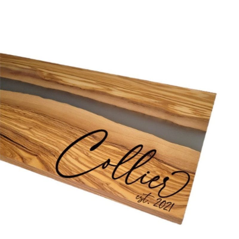 Olive Wood Cutting Board, Large 18" x 9" Olivewood Resin Charcuterie Board, Closing Gift, Wedding Gift, Engagement, Olive Wood Serving Set (Coasters Only, Blue)