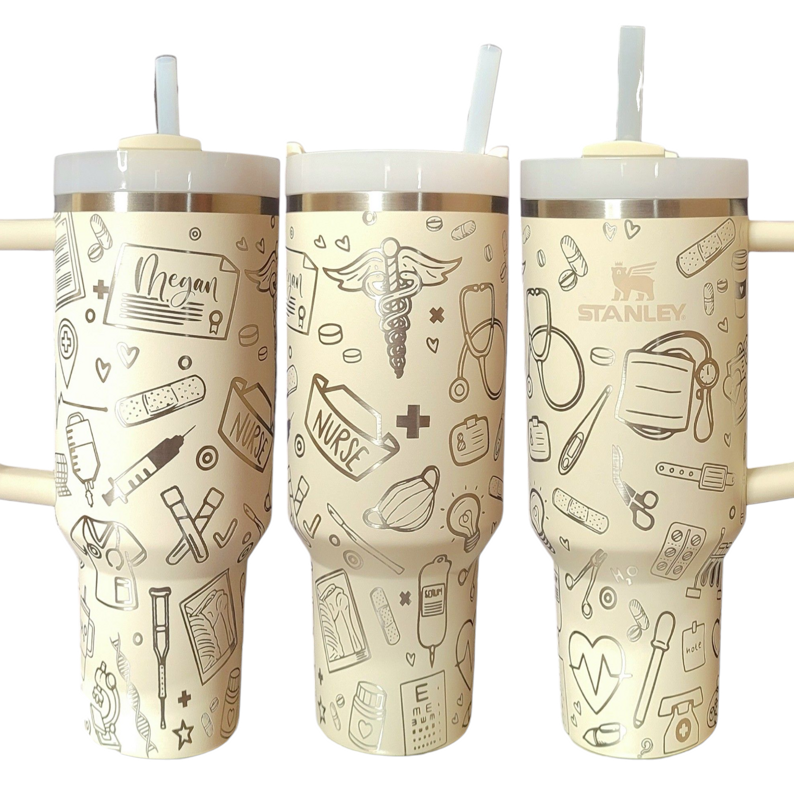 Nurse Stanley, Nursing Engraving, Nurse Tumbler, Hospital, Nurse Themed, RN Tumbler, Nurse Appreciation, Nursing Student,White Coat Ceremony (30oz Fog H2.0, Nurse Only)
