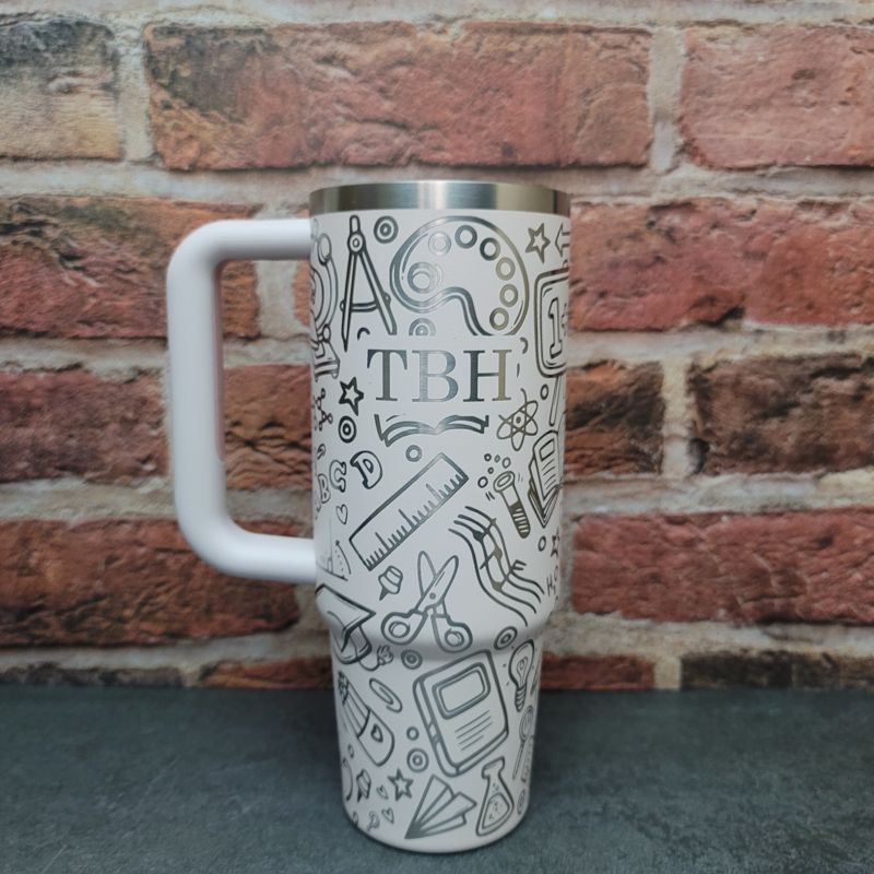 Celebrate Educators with Personalized Teacher Stanley Tumbler - Custom Teacher Appreciation Gift, Laser Engraved Teacher Tumbler (30oz Fog H2.0, Teacher Only)