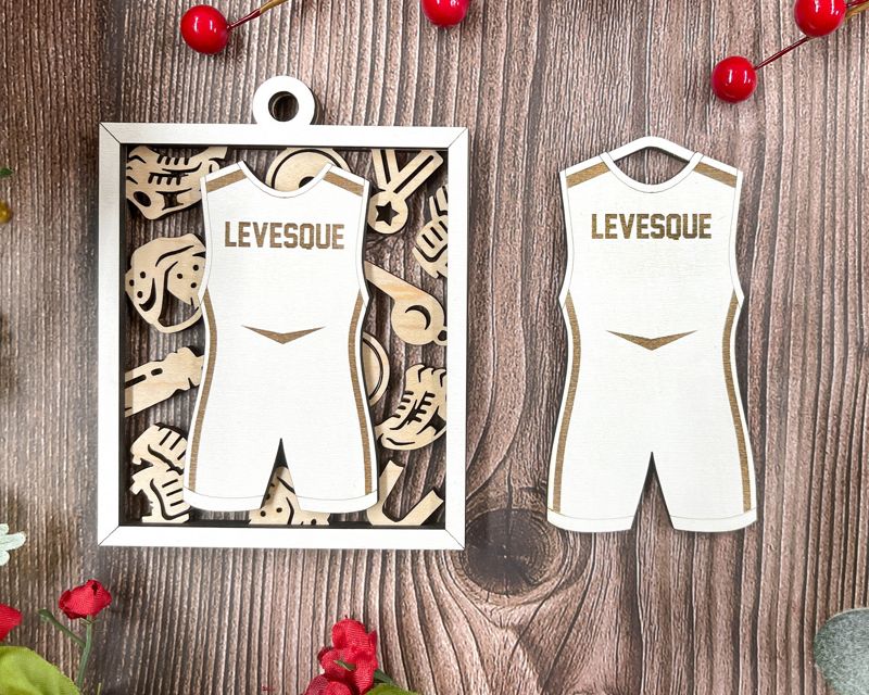 Personalized Jersey Style Sports Ornaments for School and College Kids - Custom Engraved, Two-Layered, and Color Options - Perfect for Baseball, Basketball, Football, and More!