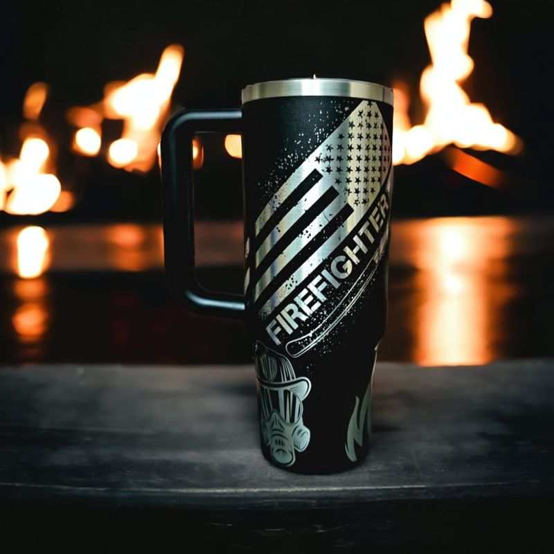 Laser-Engraved Firefighter Tribute Tumbler - Celebrate Your Hero in Style (30oz Fog H2.0 | Fireman Only)
