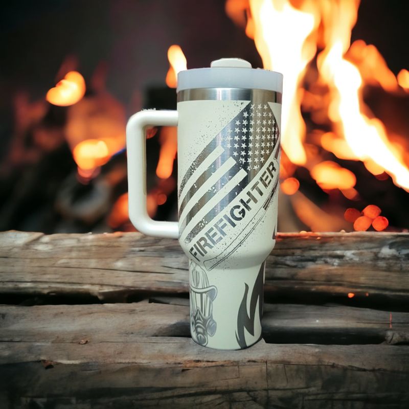 Laser-Engraved Firefighter Tribute Tumbler - Celebrate Your Hero in Style (30oz Fog H2.0 | Fireman Only)