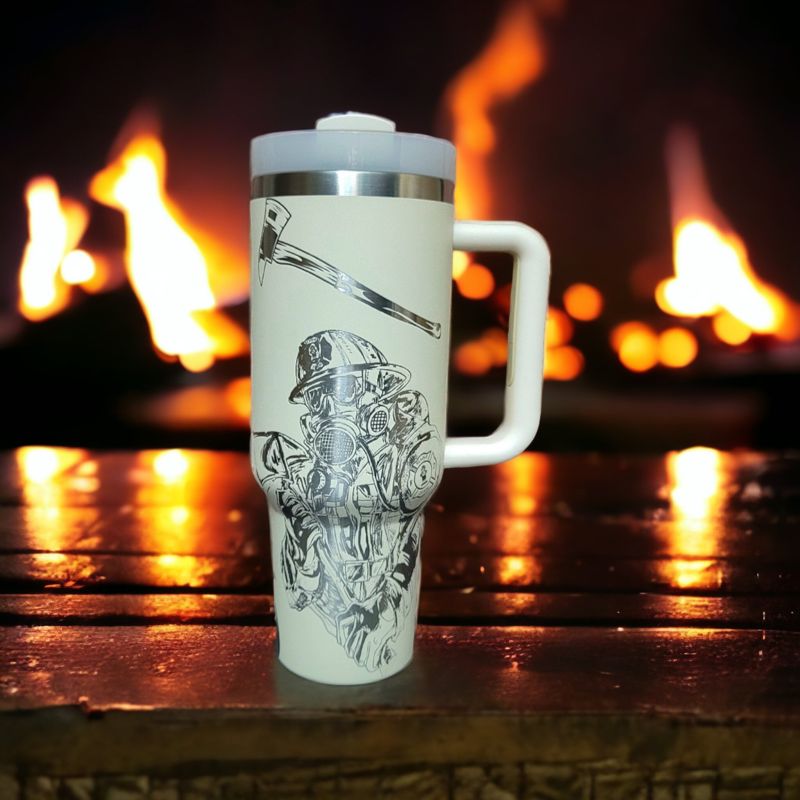 Laser-Engraved Firefighter Tribute Tumbler - Celebrate Your Hero in Style (30oz Fog H2.0 | Fireman Only)