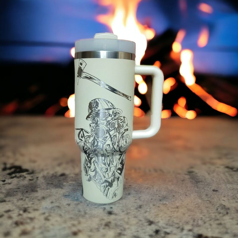 Laser-Engraved Firefighter Tribute Tumbler - Celebrate Your Hero in Style (30oz Fog H2.0 | Fireman Only)