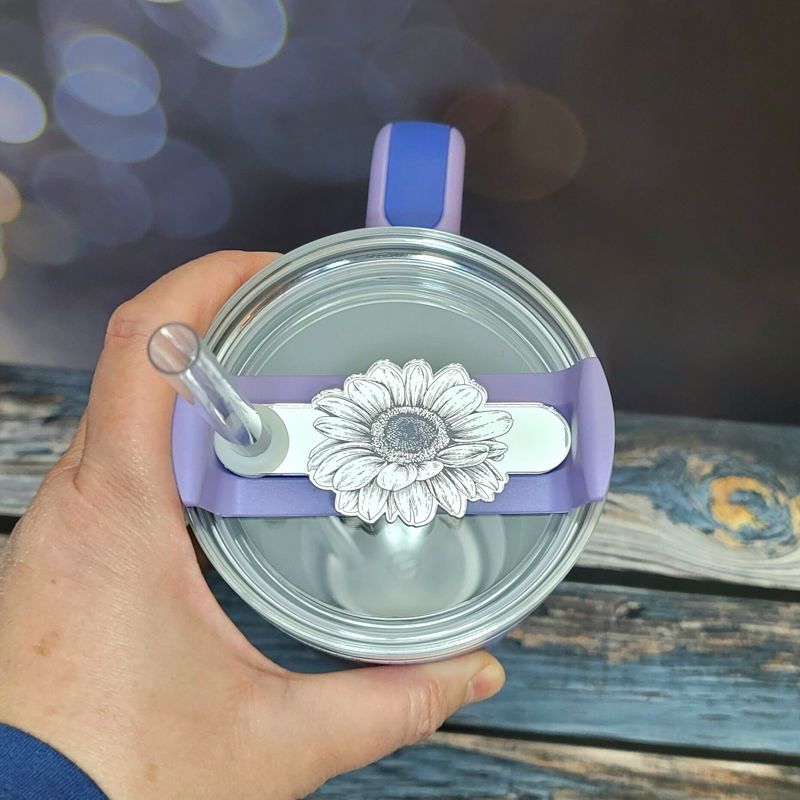 Butterfly Sunflower Stanley, Wildflower Engraved Tumbler, Personalized Tumbler, Matching Topper (30oz Charcoal H2.0 | Design Only)
