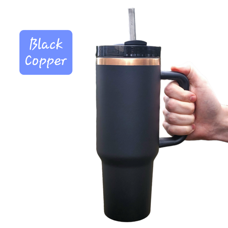 Mom Tumbler, 40oz Tumbler, Parent Tumbler, Cream and Copper Tumbler, Laser Engraved, Mother's Day Wrap, Children doodle Cup, Grandparent (Black Copper)