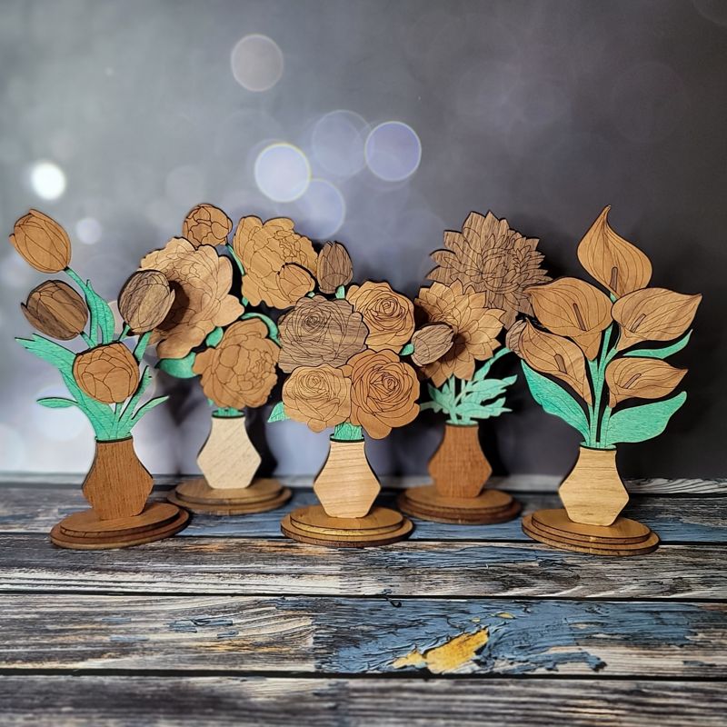 Handcrafted Wooden Floral Bouquets โ Eternal Beauty in Roses, Lilies, and More! Personalized Tags, Custom Colors, and Unforgettable Gifts