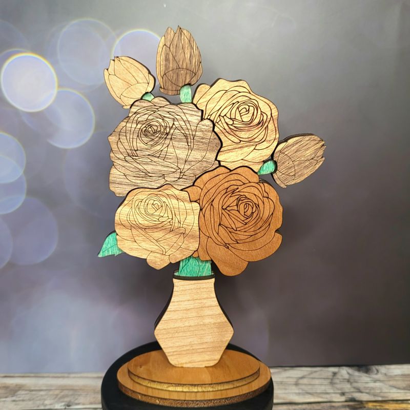 Handcrafted Wooden Floral Bouquets โ Eternal Beauty in Roses, Lilies, and More! Personalized Tags, Custom Colors, and Unforgettable Gifts