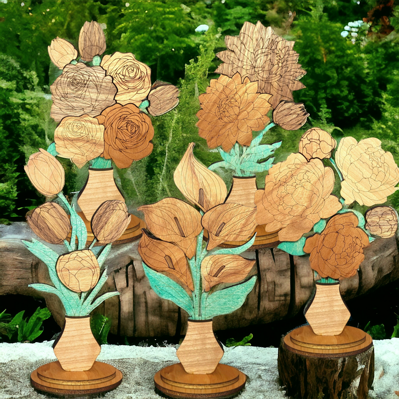 Handcrafted Wooden Floral Bouquets โ Eternal Beauty in Roses, Lilies, and More! Personalized Tags, Custom Colors, and Unforgettable Gifts