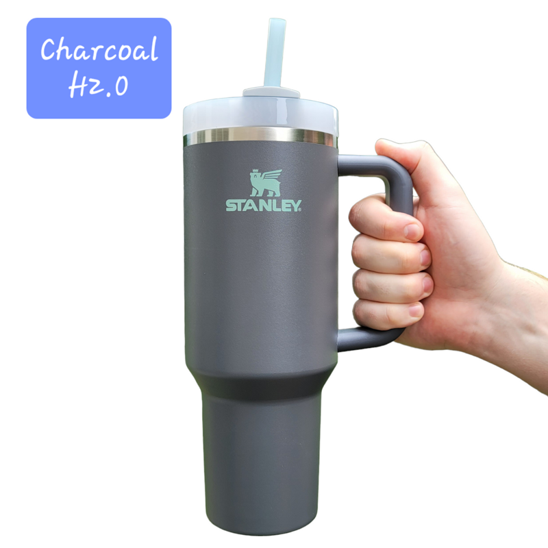 40oz Stanley Tumbler | Floral Sunflower and Lily Design | Perfect Gift for Gardeners & Nature Lovers (Charcoal H2.0 | Design Only)