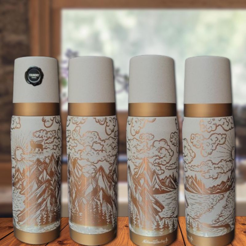 Exclusive 25oz Stanley Ash Bronze Thermos with Mountain Engraving