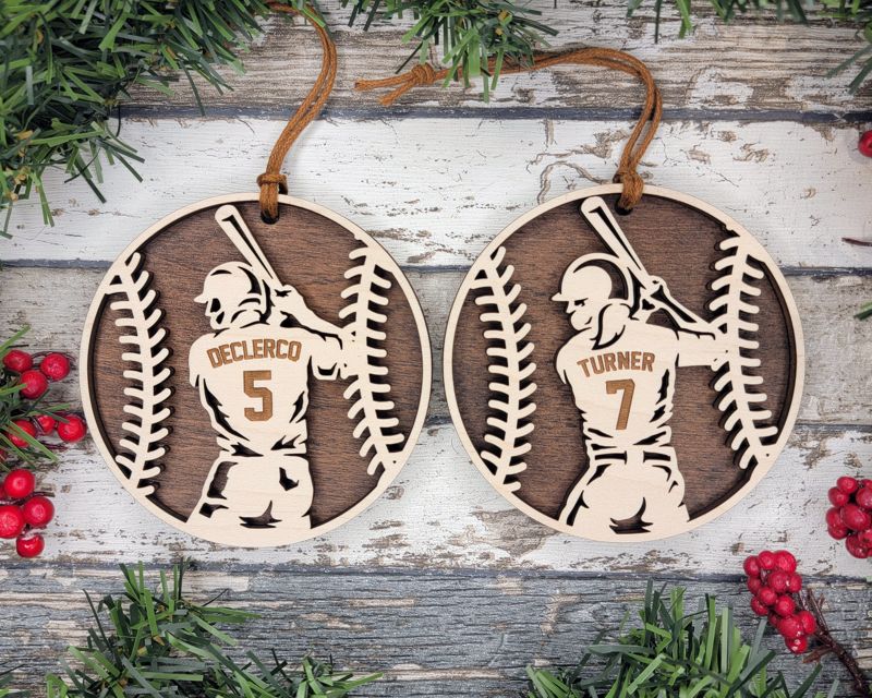 Personalized Baseball-Themed Christmas Ornament