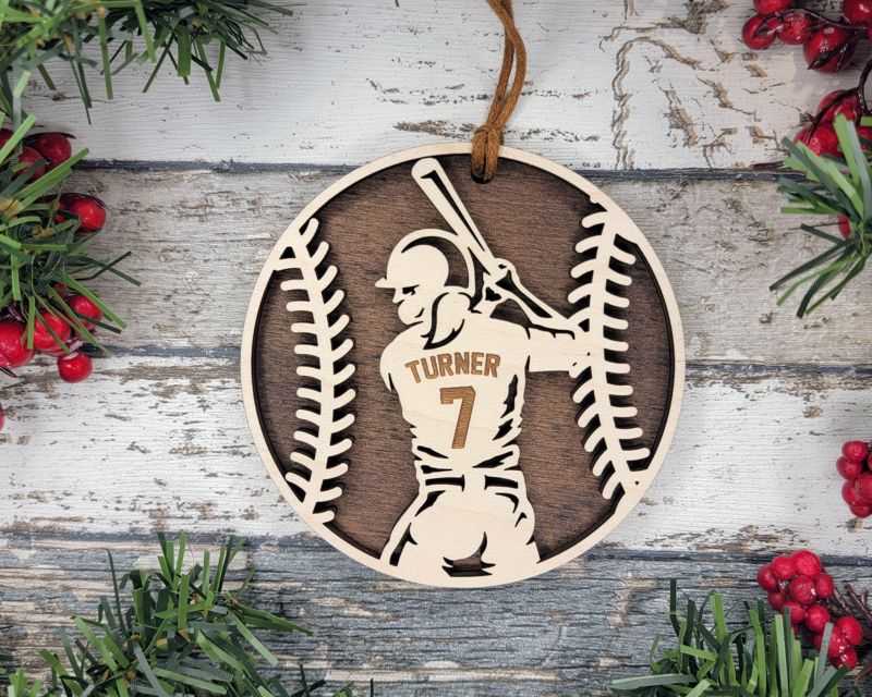 Personalized Softball-Themed Christmas Ornament