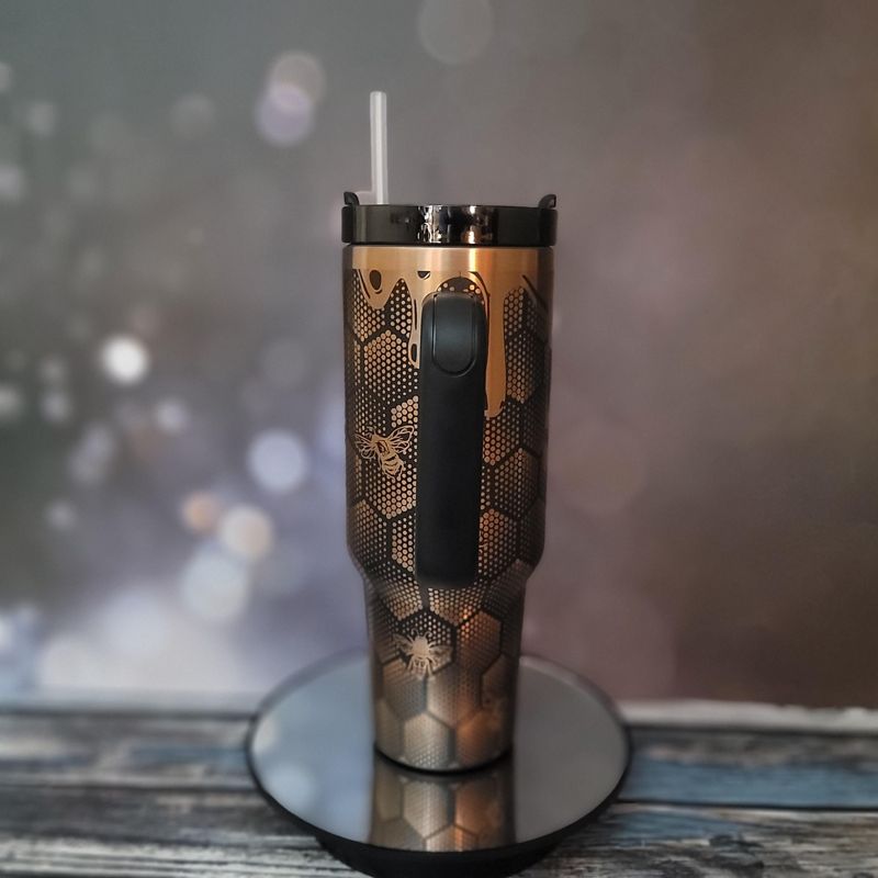 Custom Honeycomb Tumbler Copper Engraved Nature Lover Gift Cup (Black Copper | Design Only)