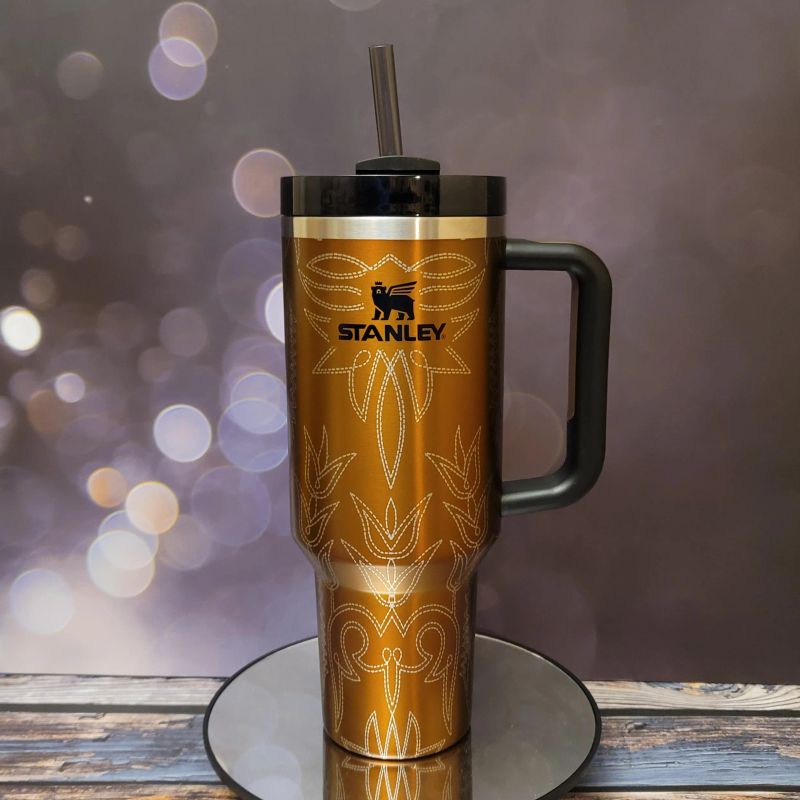 Yeehaw! Western Cowboy Boot Stitching Engraved Tumbler (30oz Fog | Design Only)
